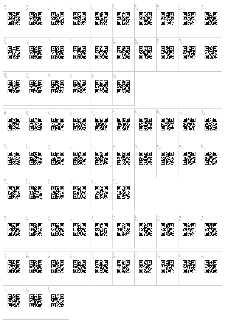 QR font TFB font map